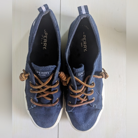 Women's Sperry Top Sliders Navy Blue Canvas Sneakers| 7 - Picture 3 of 6